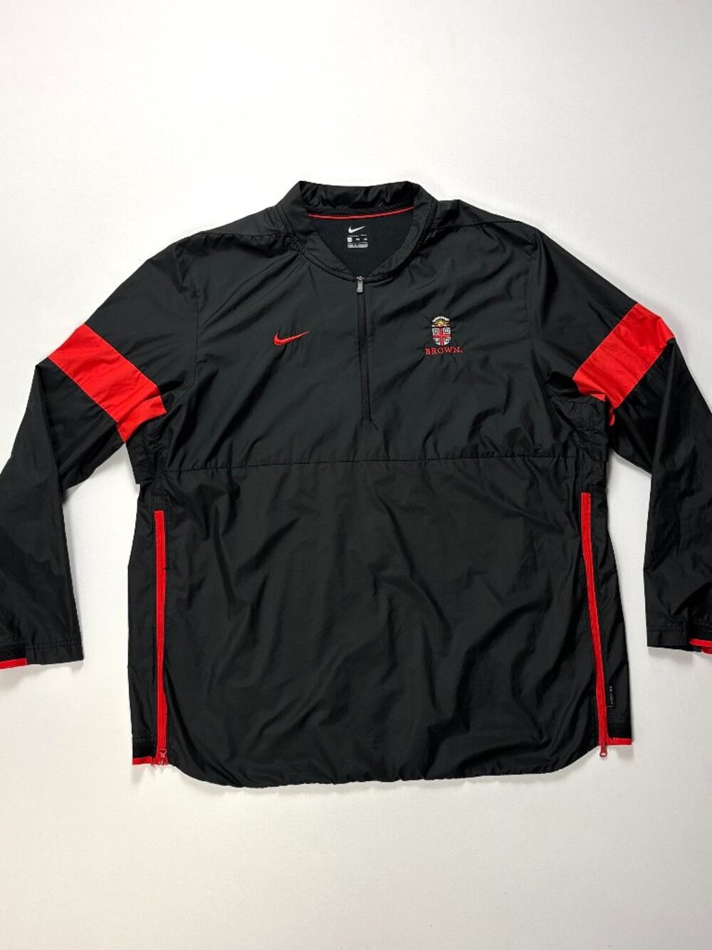 Brown University Nike 1/4 Zip Windbreaker Jacket Black XXL On Field Coach